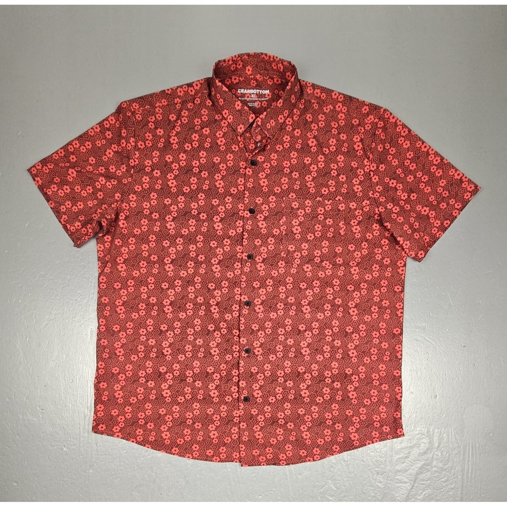 Bearbottom‎ Button Up Shirt Mens XL Red Geometric Casual Short Sleeve
